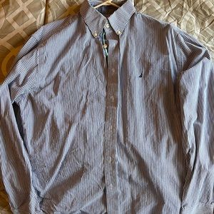 Nautica blue and white stripe button down